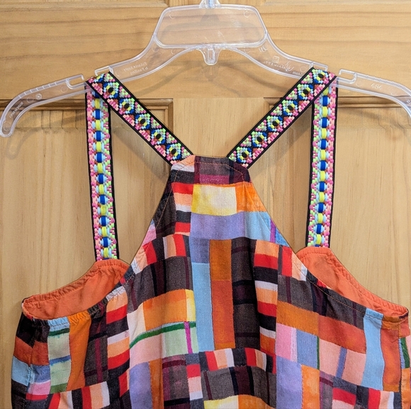 Anthropologie Pilcro Women's Tank Top Blouse Size Medium Abstract Peplum Orange - Picture 4 of 10